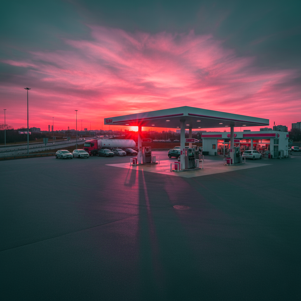 Station énergétique éclairée la nuit avec infrastructures surveillées par des débitmètres clamp-on.