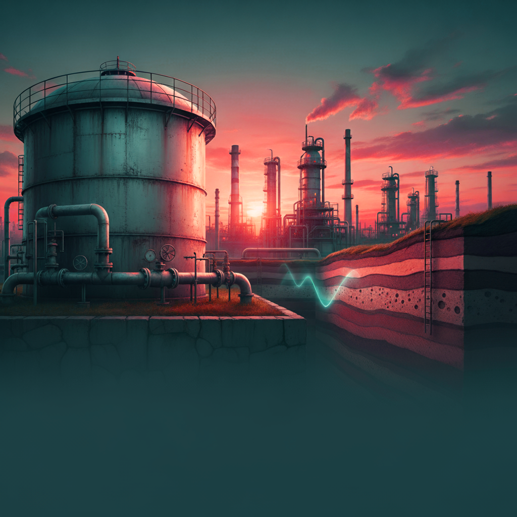 Grand réservoir industriel cylindrique équipé de solutions de mesure de débit clamp-on